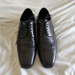 Hugo Boss Black Leather Brogue Lace-Up Oxfords